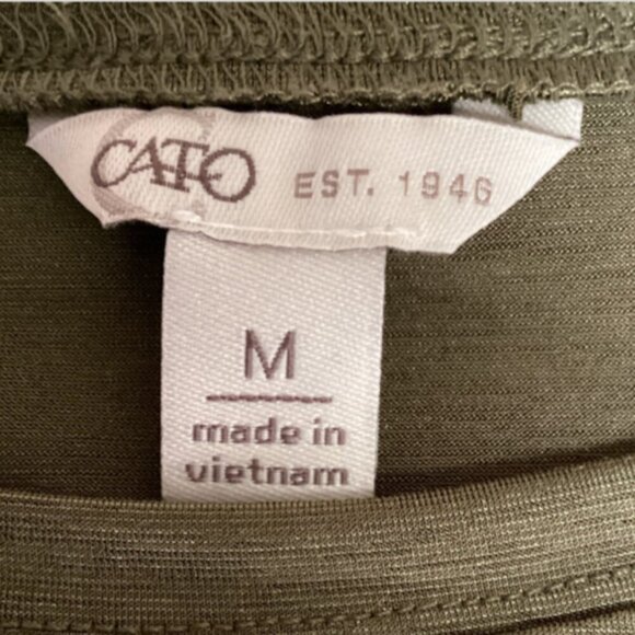 Cato Ruched Drop Waist Dolman Sleeve Tee Top Sz M Green #115P - Picture 6 of 8